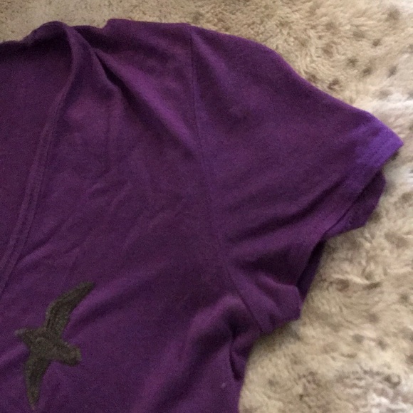 TORY BURCH SEQUINED BIRD VNECK SHIRT PURPLE 🦅 - Picture 5 of 8